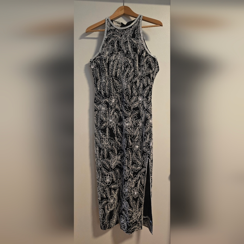 Stenay Black and White Beaded Dress